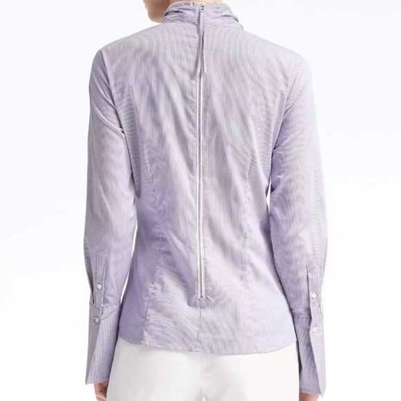 Banana Republic Bow Tie Shirt Blue and White Size 0P - Picture 2 of 7